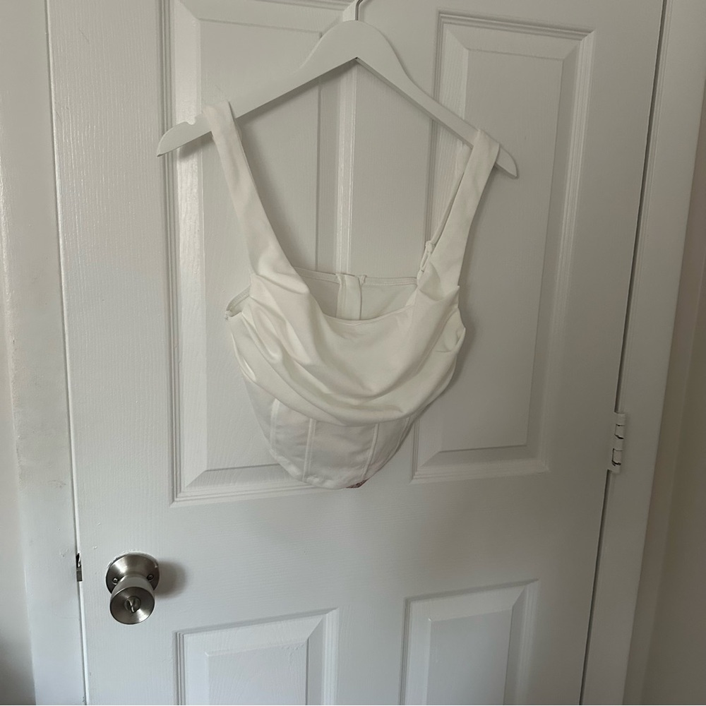White Corset Style Cropped Top